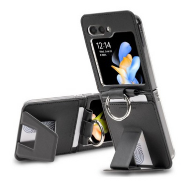 Samsung Galaxy Z Flip6 Compatible Case Cover With Easy Standing Diary Case - Black